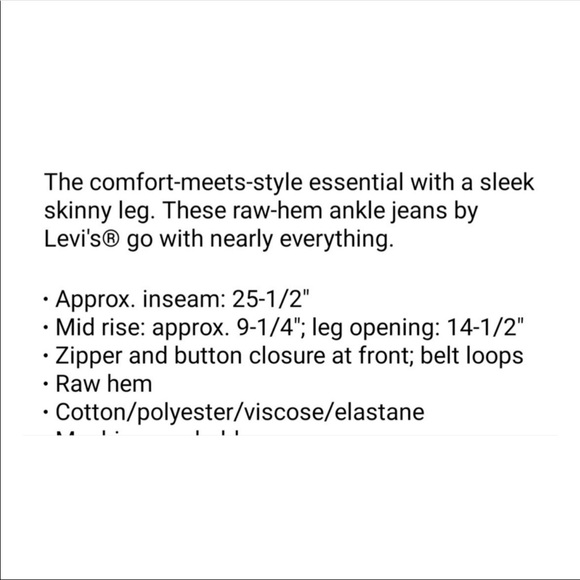 Levi’s Classic Mid rise Skinny raw hem crop - Picture 4 of 4